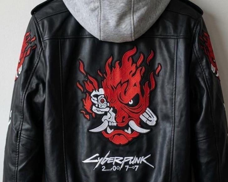 Samurai Cyberpunk 2077 Handmade Leather Jacket With Hood