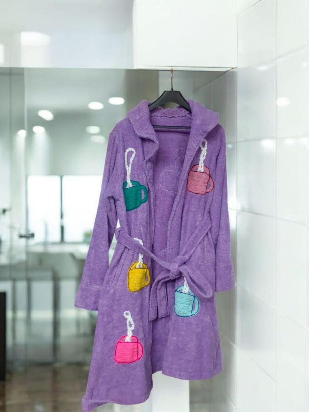 Fight Club Inspired Terry Cloth Bathrobe: Tyler Durden Style Purple Robe