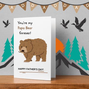 Papa Bär Vatertag, druckbare Karte, Alles für Papa, Vater Gruß, Bär Karte, Geschenk Grußkarte, Sofort Download, süße Grußkarte
