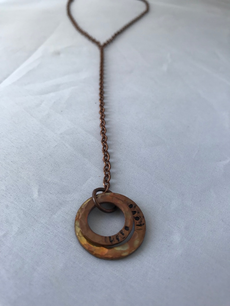 Love Y stamped copper necklace