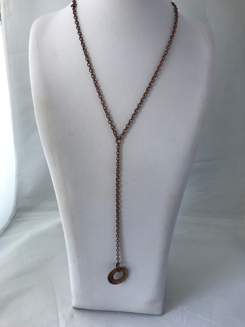 Love Y stamped copper necklace