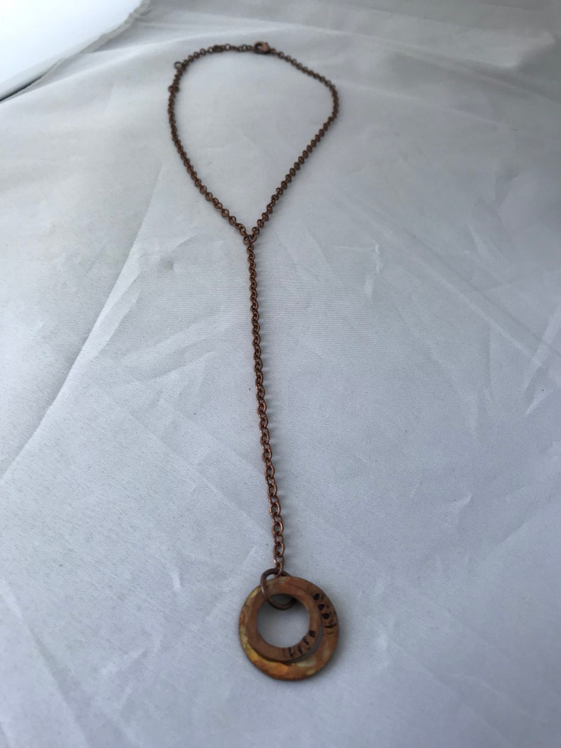 Love Y stamped copper necklace