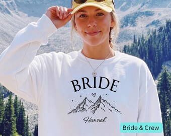 Bachelorette party sweaters, hen party in the mountains, gift for the bride, personalized sweatshirts, team bride t-shirts, girls' weekend