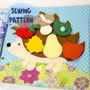Hedgehog, quiet book page, 20x20 cm, PDF sewing pattern, SVG file