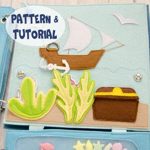 Ship and Treasure, Quiet book page, PDF+SVG Pattern and Instructions, 2 sizes