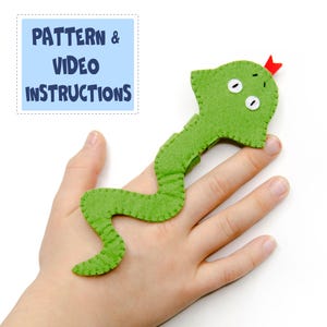 Finger snake, Felt toy, Sewing Pattern, PDF + Easy Video Instructions
