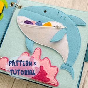 Quiet book page, Under the sea, Shark, PDF+SVG Pattern and Instructions, 2 sizes