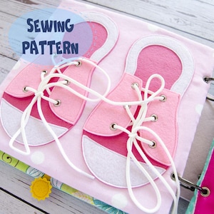 Quiet book page, Shoe tying , PDF sewing pattern, SVG files, 2 sizes