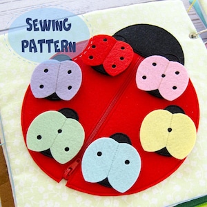 Quiet book page, Ladybugs, PDF sewing pattern, SVG files