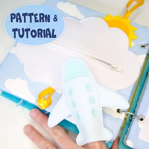 Cloud and plane, Quiet book page, PDF+SVG Pattern and Instructions