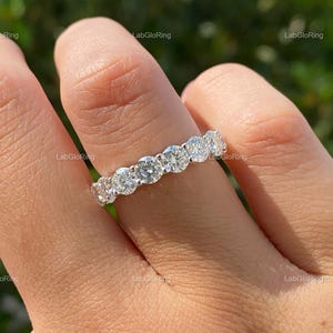 Lab Diamond Wedding Band, 3.50 MM Round Brilliant Cut Lab Grown Diamond Band, Wedding Eternity Band, Gift for Her, Diamond Ring for Women