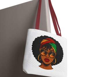 Afro Art Tote Bag: Chic Black Woman Design, Everyday Use