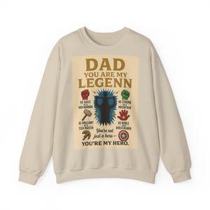 Hero Dad Crewneck Sweatshirt, Gift for Dad, Father&#39;s Day Apparel, Family Reunion Sweatshirt, Superhero Dad Gift, Personalized Dad Sweater