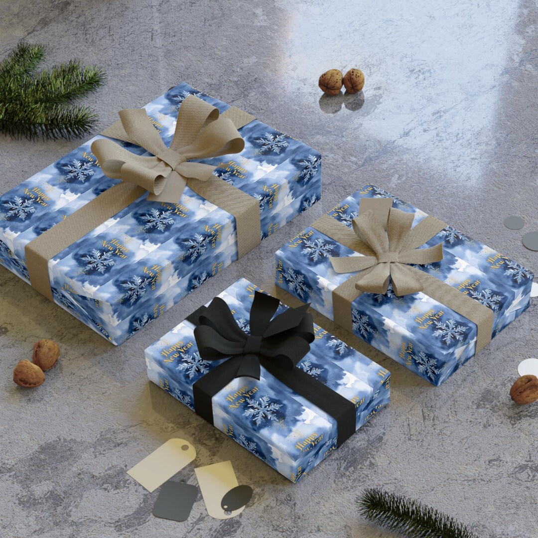 Blue Floral Pattern Gift Wrapping Paper Roll | Watercolor Bloom Wrap - Etsy