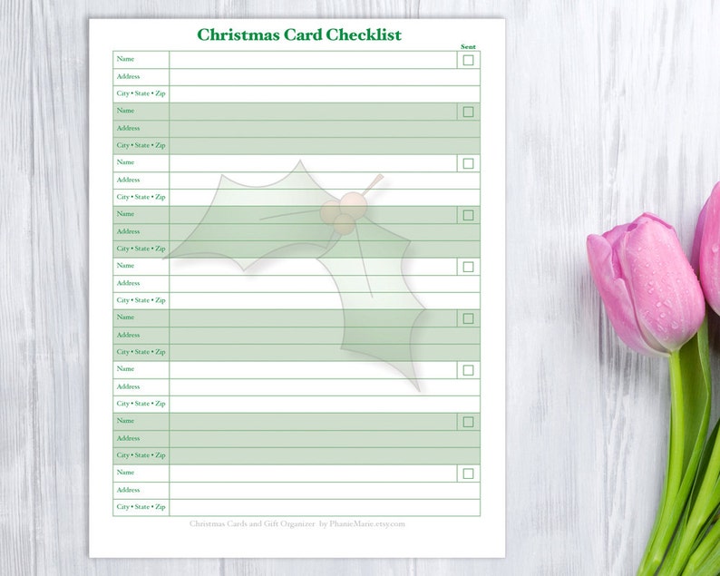 Christmas Gift and Card Organizer, printable image 2