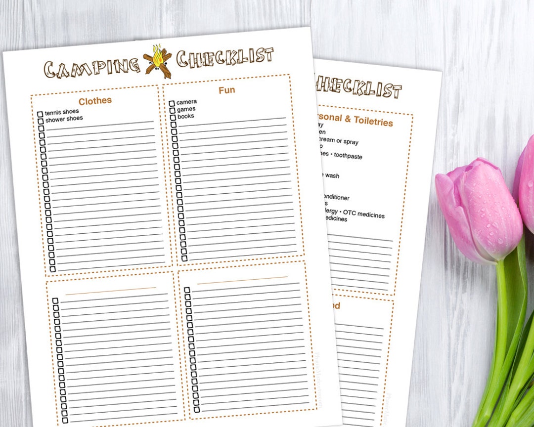 Camping Checklist, Printable - Etsy