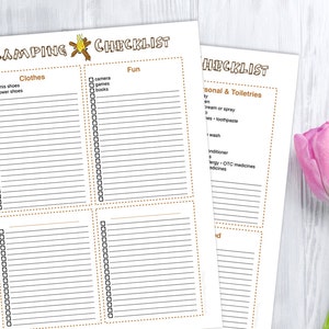 Camping Checklist, printable