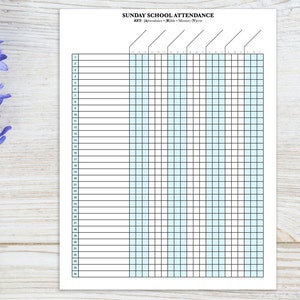 Sunday School Attendance Sheet with Birthday Tracker, printable image 2