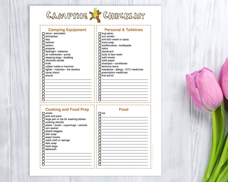 Camping Checklist, printable image 2