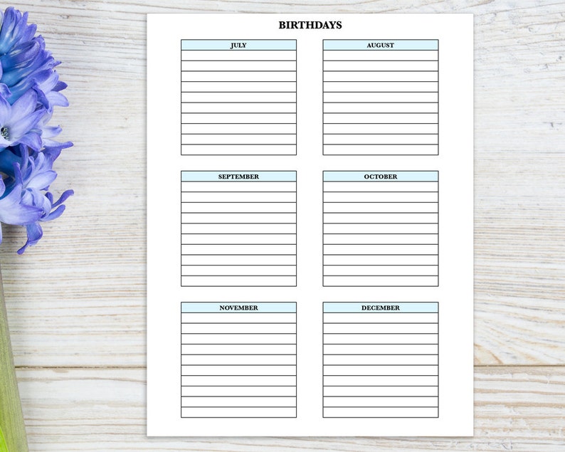 Sunday School Attendance Sheet with Birthday Tracker, printable image 5