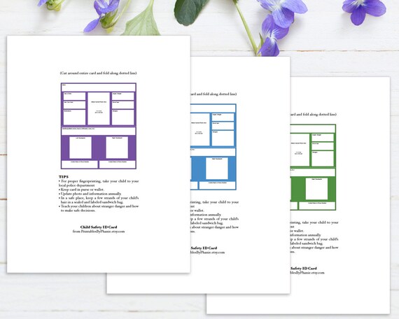 identification cards for children printable printable identification cards