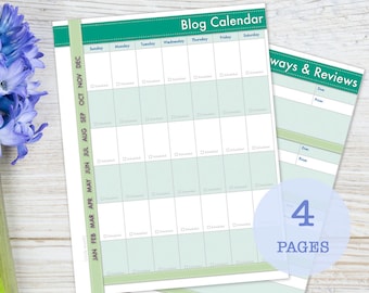 Blog Planner and Calendar, printable