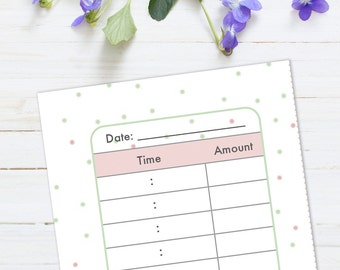 Infant Feeding Log, printable