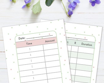 Infant Formula and Nursing Log, 2 Page, printable