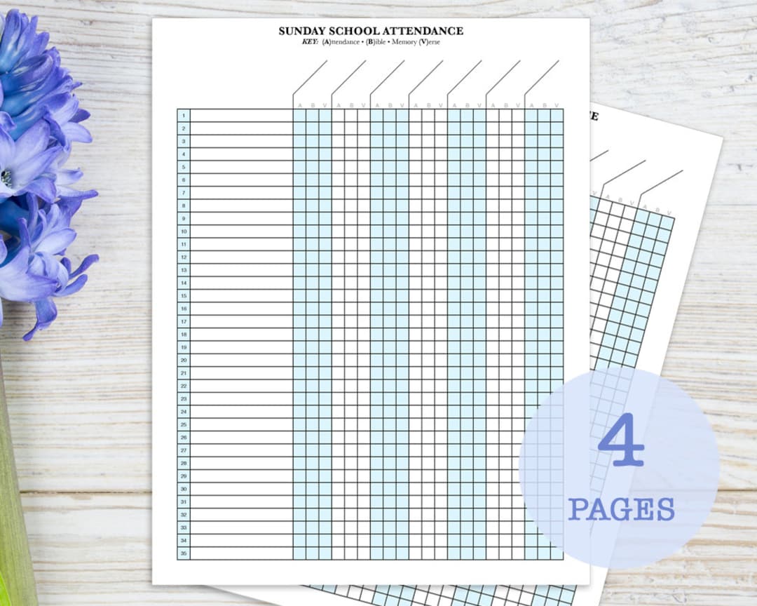 Sunday School Attendance Sheet With Birthday Tracker, Printable - Etsy