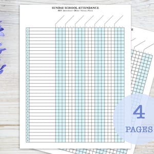 Sunday School Attendance Sheet with Birthday Tracker, printable image 1