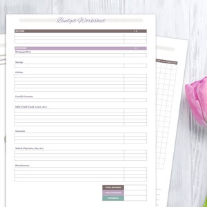 Budget Worksheet, Annual Bill Calendar, and Budget Savings Envelope, printable image 1