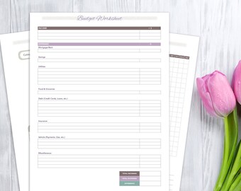 Budget Worksheet, Annual Bill Calendar, and Budget Savings Envelope, printable