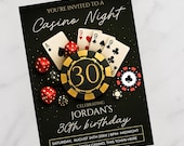 Casino Birthday Invitation, Editable 30th Birthday Invite, Casino Theme Party, Digital Download Template