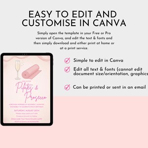 Pink Pilates birthday invitation for a fitness-themed party.