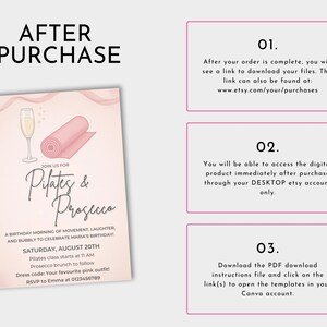 Printable Pilates birthday invitation template.