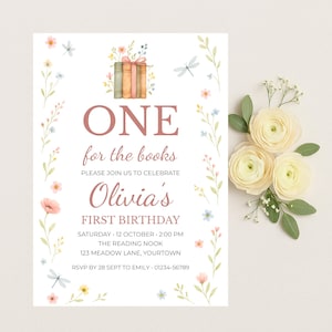 Chapter One Editable Birthday Invitation, One For The Books Storybook Decor, Book Themed Birthday Invite, First Birthday Celebration