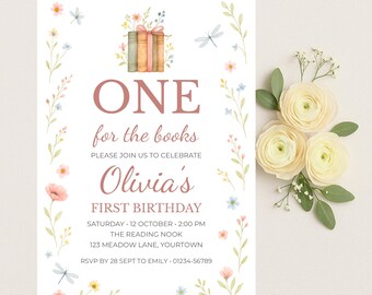Storybook Birthday Invitation: Chapter One, Editable Canva Template (Digital Download)