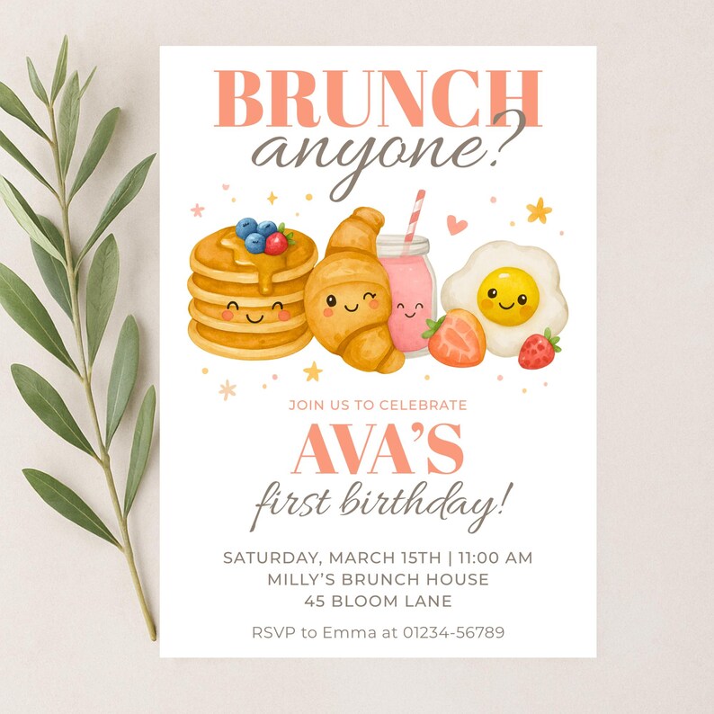 Printable Brunch Birthday Invitation