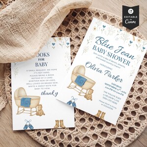 Denim Baby Shower Invitation: Editable Blue Jean Theme (Digital Template)