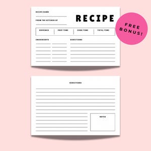 Minimalist Recipe Card Template | Digital Download for Cooking Journal, Editable Template, Printable Canva Template