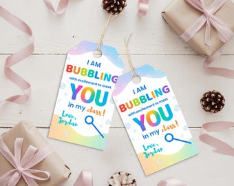 Back to School Gift Tag: Bubbling With Excitement, Editable Printable (Instant Download)
