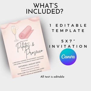 Example of the Pilates invitation design after customization in Canva.