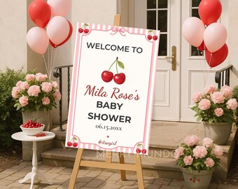 Cherry Baby Shower Welcome Sign: Editable Template (Digital Download 24x36")
