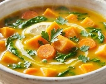 Receptkort för antiinflammatorisk detoxsoppa | Vegansk måltidsförberedelse (nedladdning direkt)