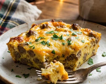 Receta imprimible de cazuela de salchichas y huevos / Brunch para preparar con anticipación (descarga digital)
