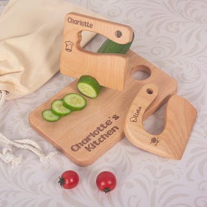 Personalized Wooden Kids Knife & Cutting Board Options – Montessori Kitchen Tools