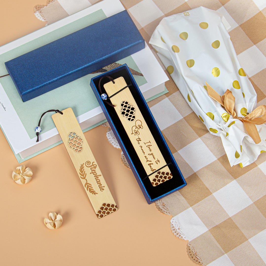 Personalized Wooden Bookmark – Custom Engraved Reader Gift With Gift ...