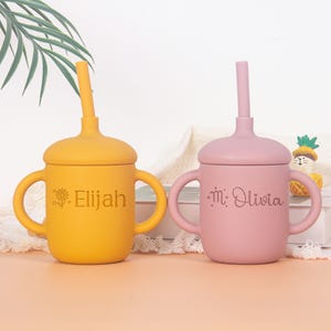 Personalized Silicone Baby Straw Cup – Engraved Training Sippy Cup for Toddlers
