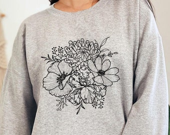 Custom Birth Month Flower Bouquet Sweatshirt Personalized Mom Sweatshirt Custom Birthday Gift for Grandma Plant Mama Shirt Christmas Gift