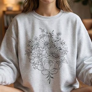Custom Birth Month Flower Bouquet Sweatshirt Personalized Mom Sweatshirt Custom Birthday Gift for Grandma Plant Mama Shirt Christmas Gift